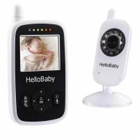 HelloBaby HB24 Wireless Digital Video Baby Monitor 2.4 TFT LCD Monitor del Bambino di Sorveglianza di Visione Notturna+Sensore di Temperatura (Bianco)