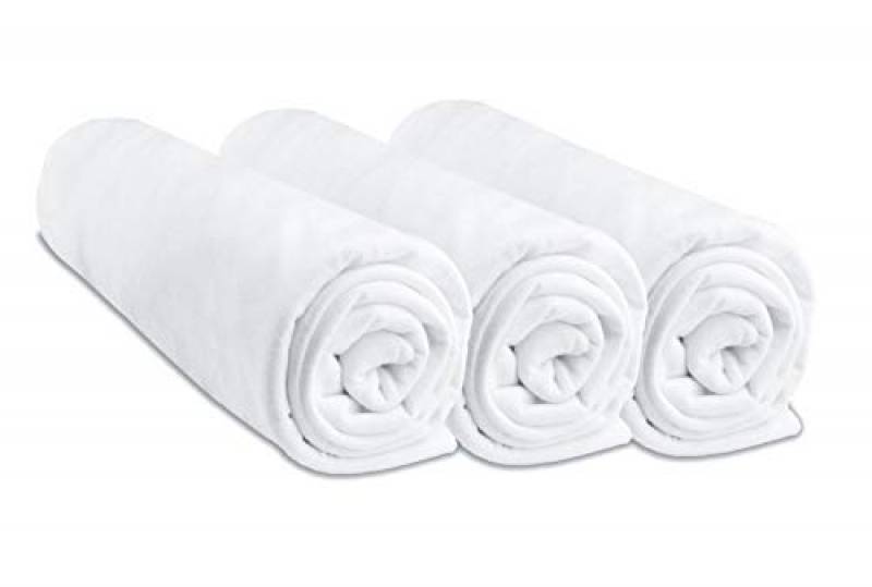 Set di 3 lenzuola in cotone, 40 x 80 cm, allungabile a 40 x 90 cm, per culla, culla, navicella, colore: bianco (marca Easy Dort)