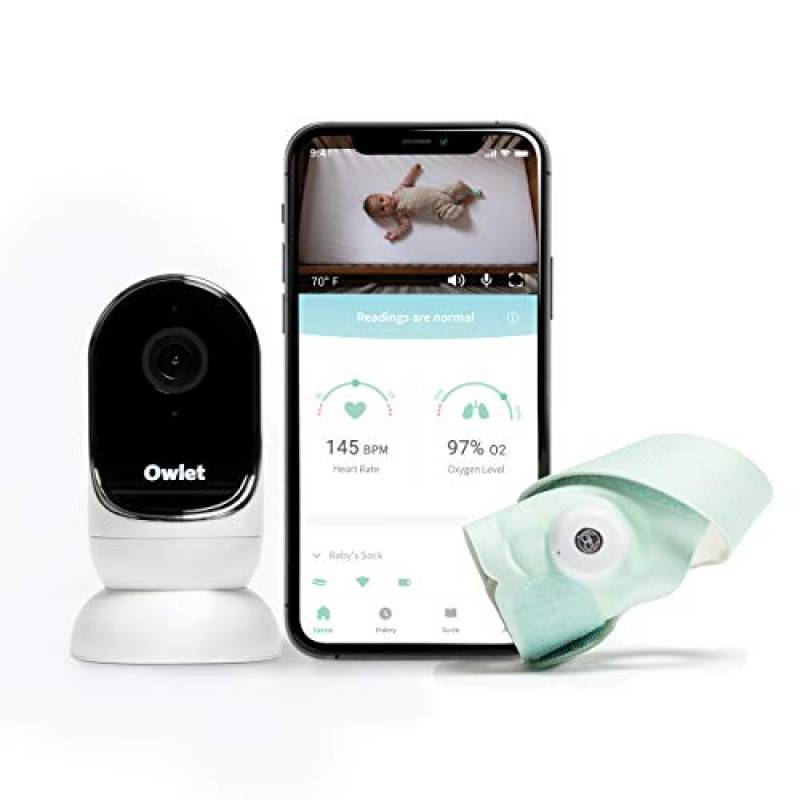 Owlet Duo per il Neonato: Babymonitor Smart Sock 3 + Telecamera con Video HD Cam - Per migliorare la Qualità del Sonno del Bimbo e Genitori - Verde Menta
