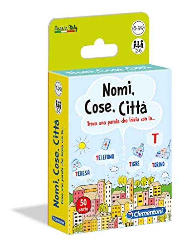 Clementoni- Nomi, Cose, Città Gioco da Tavola, 7 - 99 anni, Multicolore, 16563