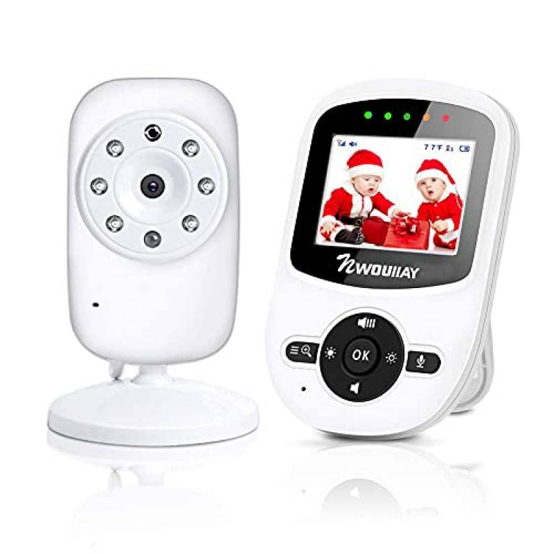 NWOUIIAY Baby Monitor Wireless Baby phone Digital Audio con Fotocamera Digitale Visione Notturna Monitoraggio della Sensore di Temperatura Espandibilità Multi-camera (non Incluse) LCD Display 2.4 GHz