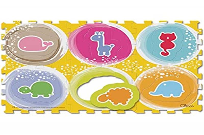 Chicco Gioco Tappeto Puzzle Degli Animali, Morbido Tappeto per Gattonare Composto da 6 Tesserecomponibili, 1-4 Anni