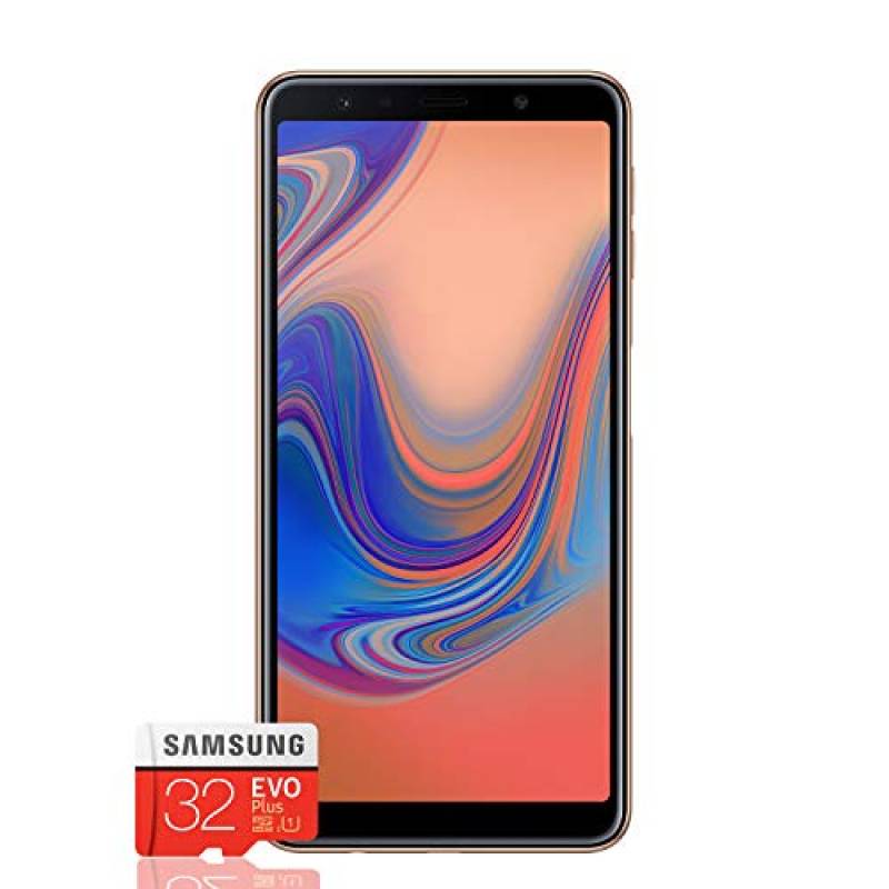 Samsung Galaxy A7 (2018) Smartphone, Gold, Display 6.0" 64 GB Espandibili, Dual SIM [Versione Italiana] + Micro SD 32 GB Samsung EVO Plus