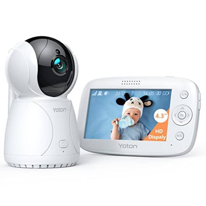 【Aggiornato】Baby Monitor, Yoton 4,3" 3200mAh Baby Monitor Video e Audio con Telecamera in grado di Connettersi con un Massimo di 4 Fotocamera, Voce e Allarme di Rilevamento del Movimento