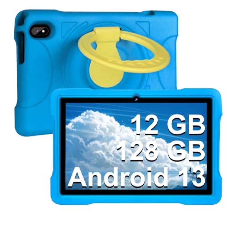 AOCWEI 2024 Tablet bambini 10 Pollici Android 13, 12(6+6) GB RAM 128GB ROM 512GB Espandibili |5G WiFi |6000mAh |Funzione AI |Doppia Fotocamera |Parenta lControl |Sistema Educativo |Custodia EVA