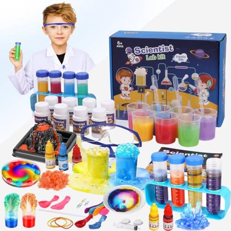 LEAZZLE 70+ Esperimenti Scientifici per Bambini, Scienziati-kit Esperimenti di Scienza, Gioco Scientifico Bambini 4 anni+,per Ragazzi Ragazze Apprendimento Regali Educativi,Set di Chimica, Vulcano