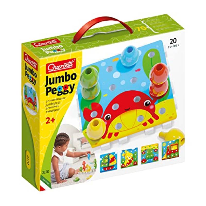 Quercetti - 2270 Jumbo Peggy - 20 pz , chiodini per bambini prima infanzia