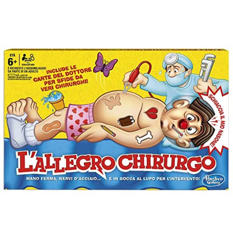 Hasbro Gaming L'Allegro Chirurgo, Gioco In Scatola, dai 6 Anni in Su, Multicolore, 39 x 4 x 24.1 cm