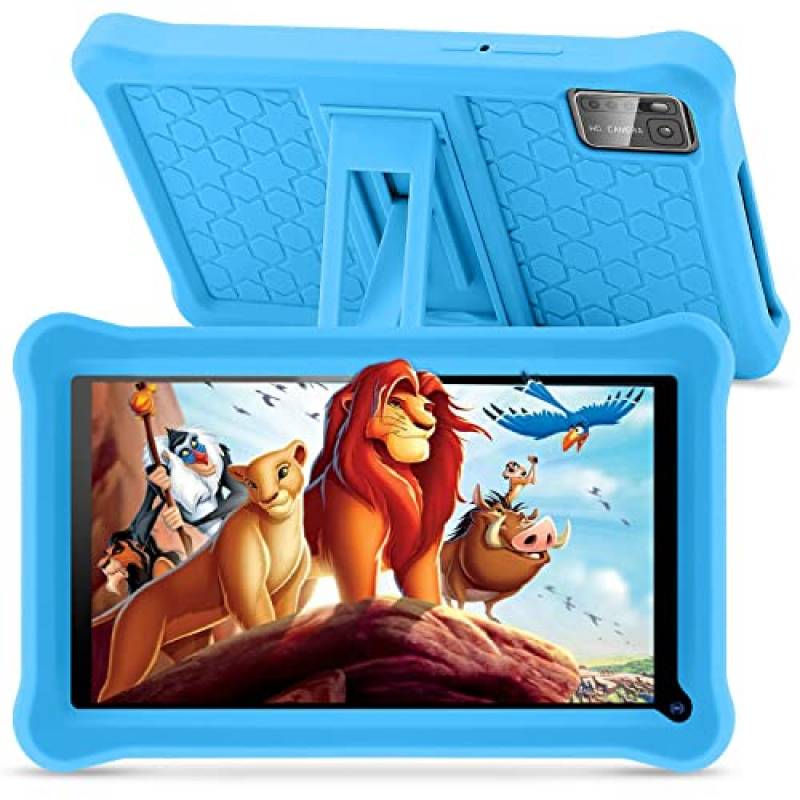 SANNUO Tablet per bambini 7 pollici Android 11 Tablet con 6GB RAM+64GB ROM(128 GB Espandibile), Display IPS HD, Google GMS, Bluetooth, Controllo Parentale, WiFi Tablet Educativo con Custodia-Blu