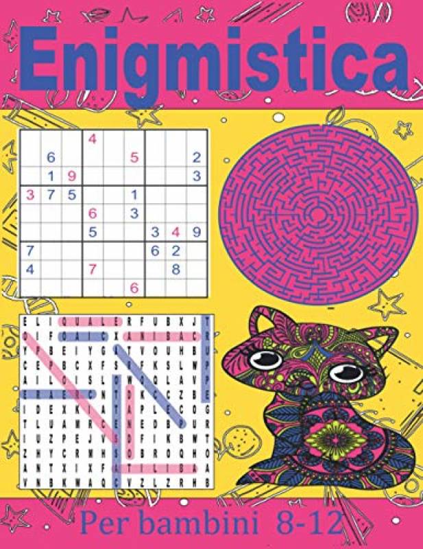 Enigmistica per bambini 8-12: Giochi e attività per bambini, | Parole Intrecciate | Sudoku | Labirinti | Mandala animali |......| Soluzioni .
