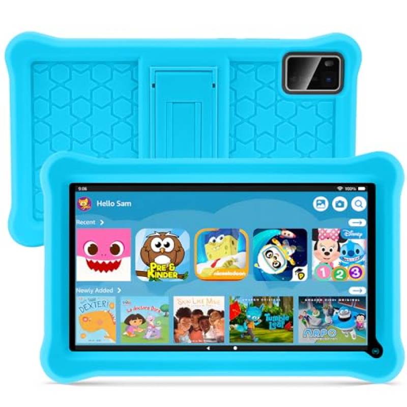 Tablet Bambini 7 Pollici Android Tablet,64GB ROM (128 GB Espandibile),tablet per bambini con funzione di controllo parentale, dotata di custodia protettiva antishock,Studio e divertimento,wifi...