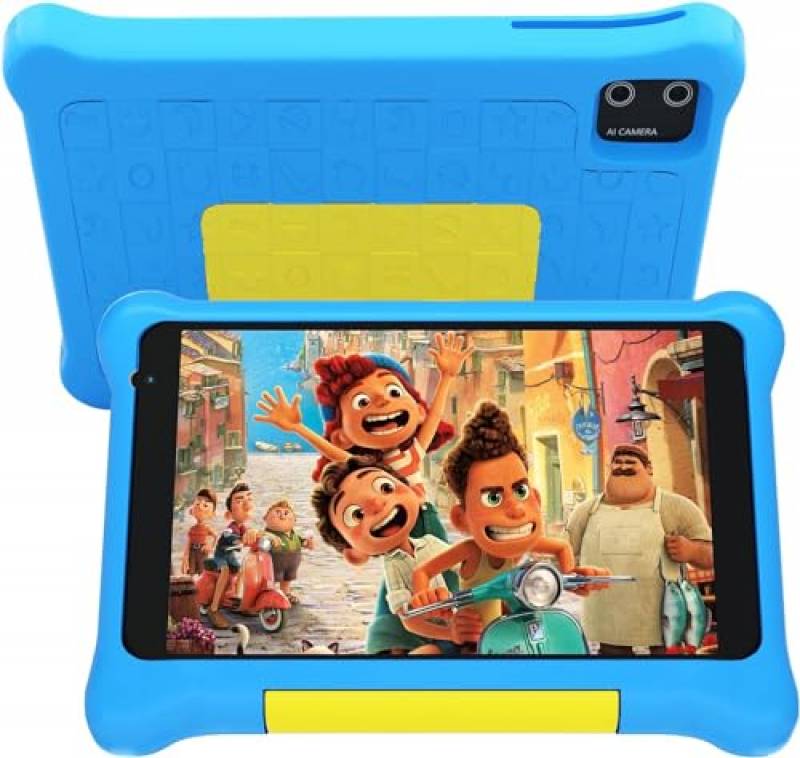 HotLight Tablet Bambini 7 Pollici Quad-core Processore Kids Tablet con Controllo Parentale, Doppia Fotocamera, Wifi Bluetooth, Android 12 Tablet, Tablet per Bambini con Custodia(Blue)