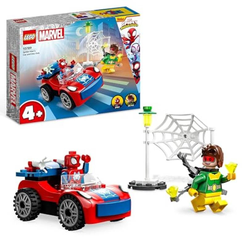 LEGO Marvel L’Auto di Spider-Man e Doc Ock, Giocattolo di Spidey e i Suoi Fantastici Amici, Giochi per Bambini dai 4 Anni con Mattoncini Fosforescenti 10789