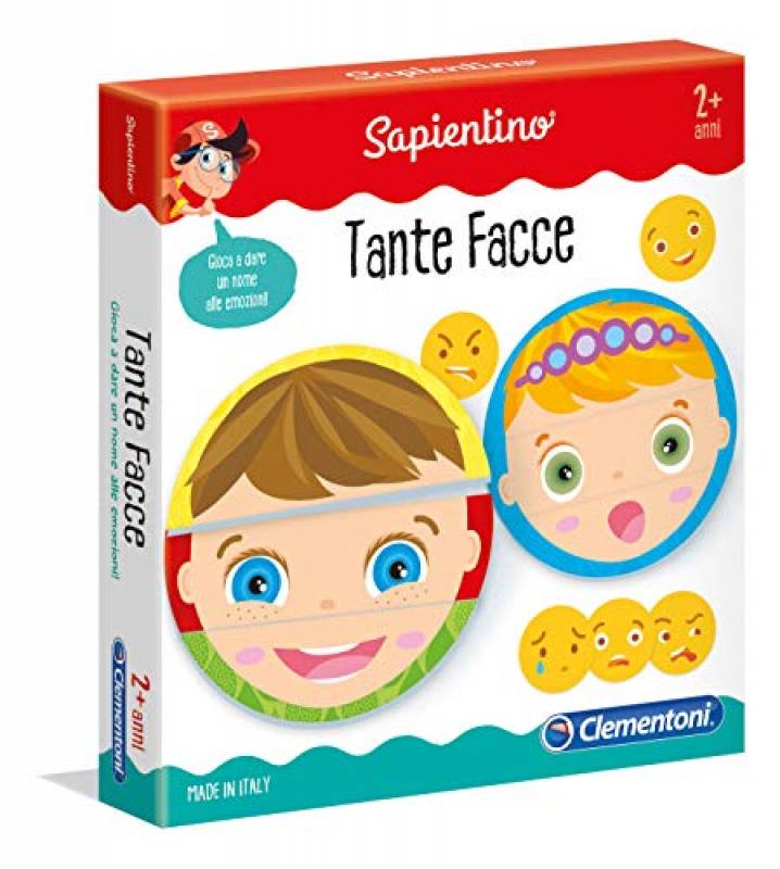Clementoni Sapientino Tante facce, tessere illustrate, puzzle incastro bambini, gioco educativo 2 anni per imparare emozioni, Made in Italy, 11957