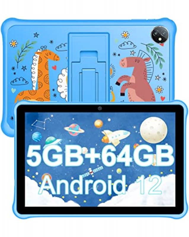 Tablet per Bambini 10 pollici Android 12, Blackview Tab A7 Kids 5GB+64GB/TF 1TB, 6580mAh, 5+2MP WIFI Tablet Educazione, Bluetooth/Controllo Genitori/IKids Preinstallato/Custodia EVA/2 Anni Garanzia