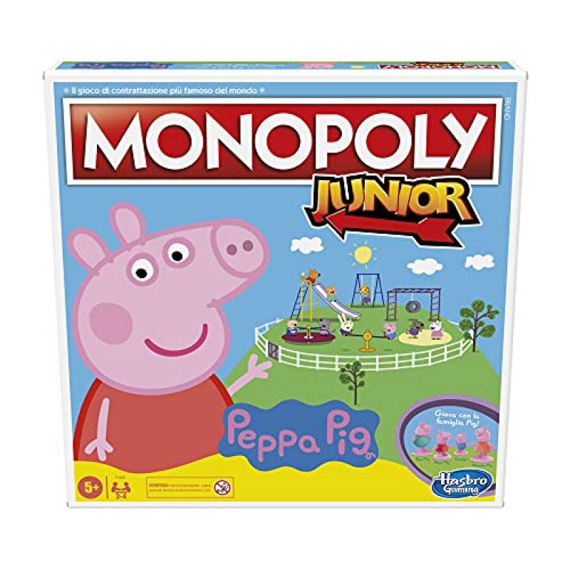 Hasbro Monopoly Junior: Peppa Pig Edition, gioco da tavolo per 2-4 giocatori, per bambini dagli 5 anni in su
