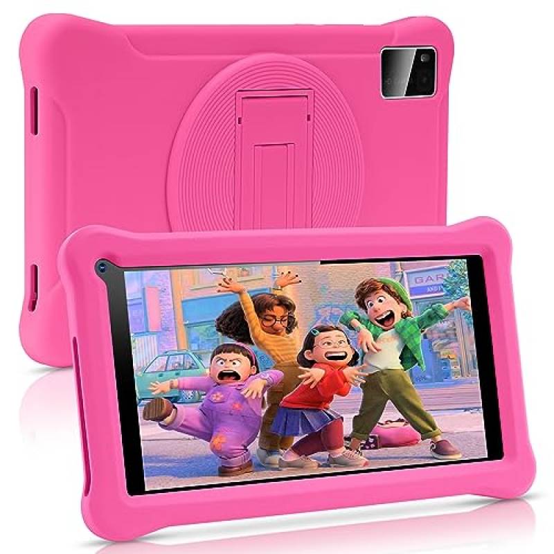 SUMTAB Tablet per Bambini 7 Pollici, Android Tablet, 3+5 RAM 64GB ROM (TF CARD 128GB) Google Certificated, Kids Software Pre-Installed, Wifi,Tablet PC con Custodia Protettiva per Tablet Antiurto