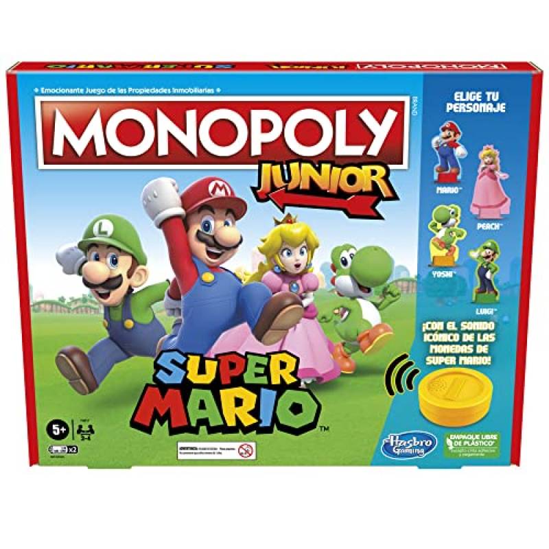 Gioco da tavolo Monopoly Junior: Super Mario - A partire da 5 anni - Esplora il Regno dei Funghi come Mario, Peach, Yoshi o Luigi