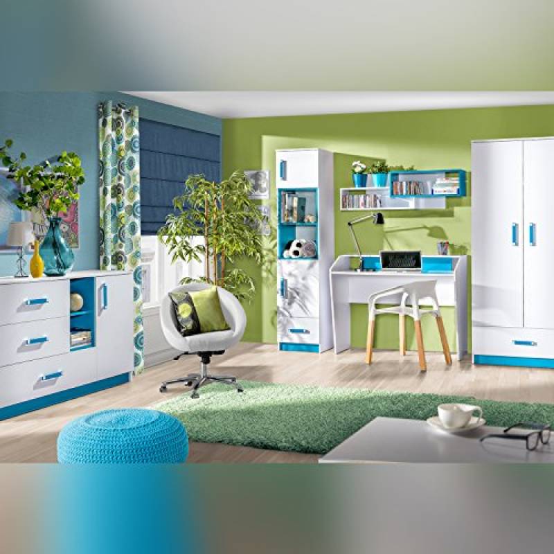 SMARTBett GmbH - Set completo di mobili per camera dei ragazzi, Trapiko 01, 5 pezzi, colore: Bianco/Blu