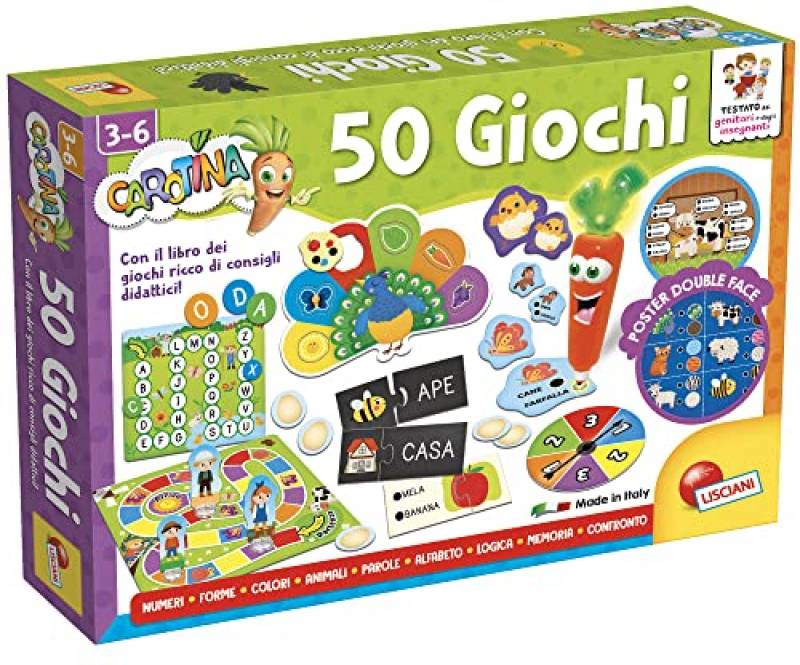 Liscianigiochi Carotina 50 Giochi Per Bambini, Multicolore, 76710, 3-6 anni