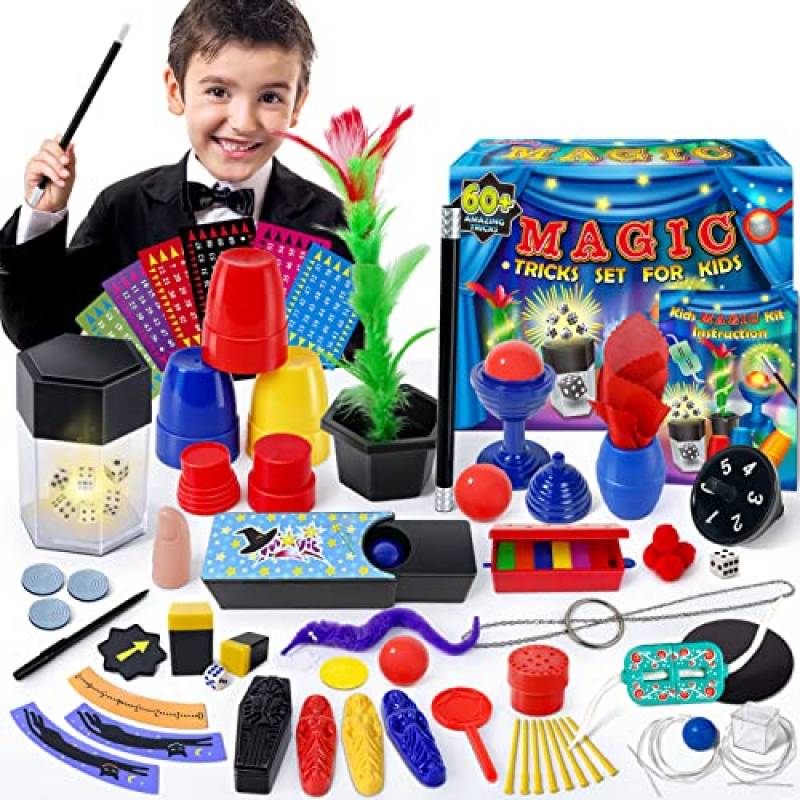 Heyzeibo Giochi di Magia - Oltre 60 Trucchi Magici per Bambini, Kit Magico con Bacchetta Magica e Istruzioni, Ragazzi, Ragazze, Bambini Piccoli, Principianti