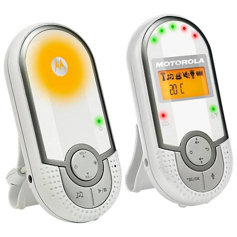 Motorola Baby MBP 16 - Baby monitor audio digitale con schermo LCD da 1.5”, modo eco e luce notturna, bianco